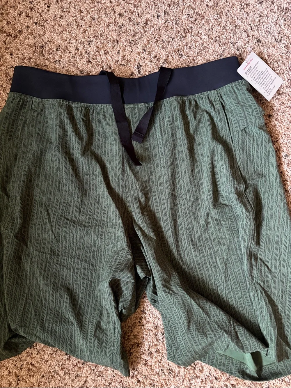 lululemon athletica Olive Green Jogger Shorts with Black Waistband